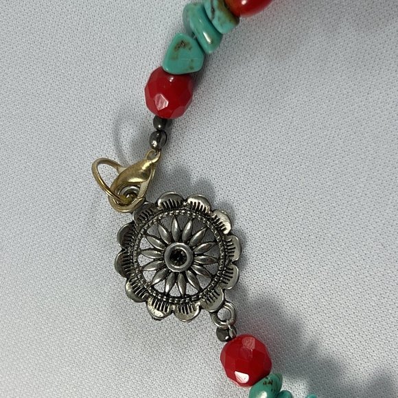 Southwestern Native American Style Necklace Chip Faux Turquoise Charms - Picture 7 of 10